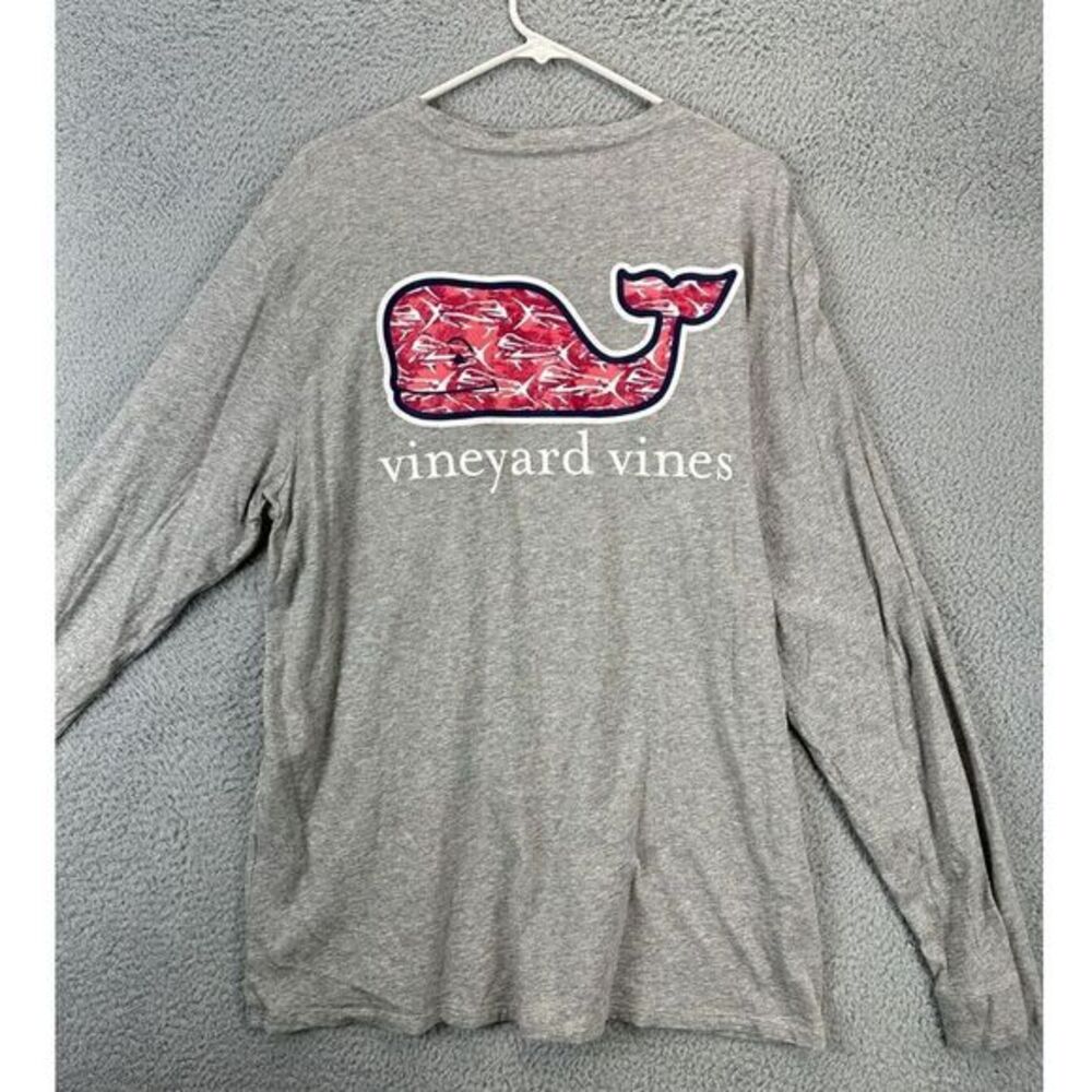 Vineyard Vines T-Shirt Adult Large Grey Graphic Print Pocket Long Sleeve Tee Men - Picture 3 of 10